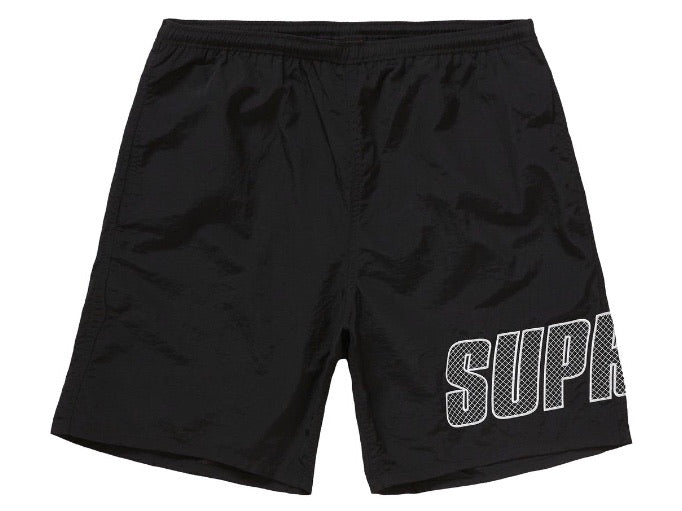 Supreme Logo Applique Water Shorts Black SS19