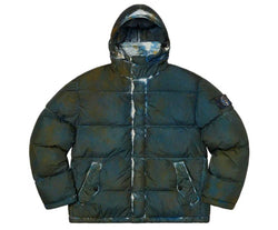 Supreme Stone Island Painted Camouflage Crinkle Down Jacket Dark Teal FW20
